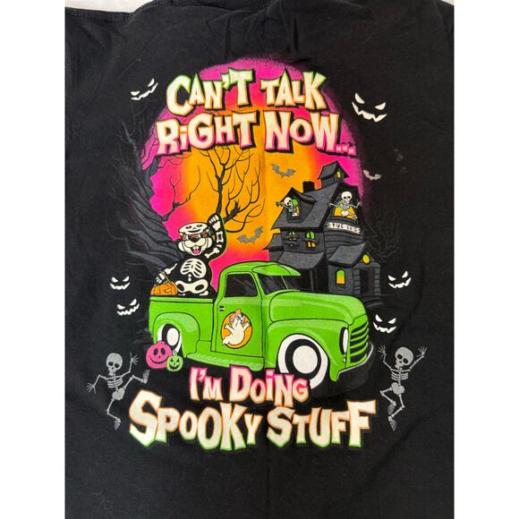 BUC-EES Halloween Skeleton Glow N Dark Black T-Shirt Front / Back Graphic Kid XS - Picture 1 of 10